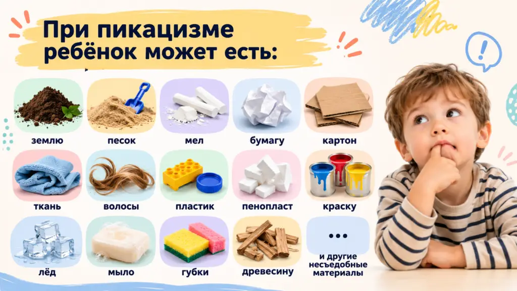 ребенок ест мел